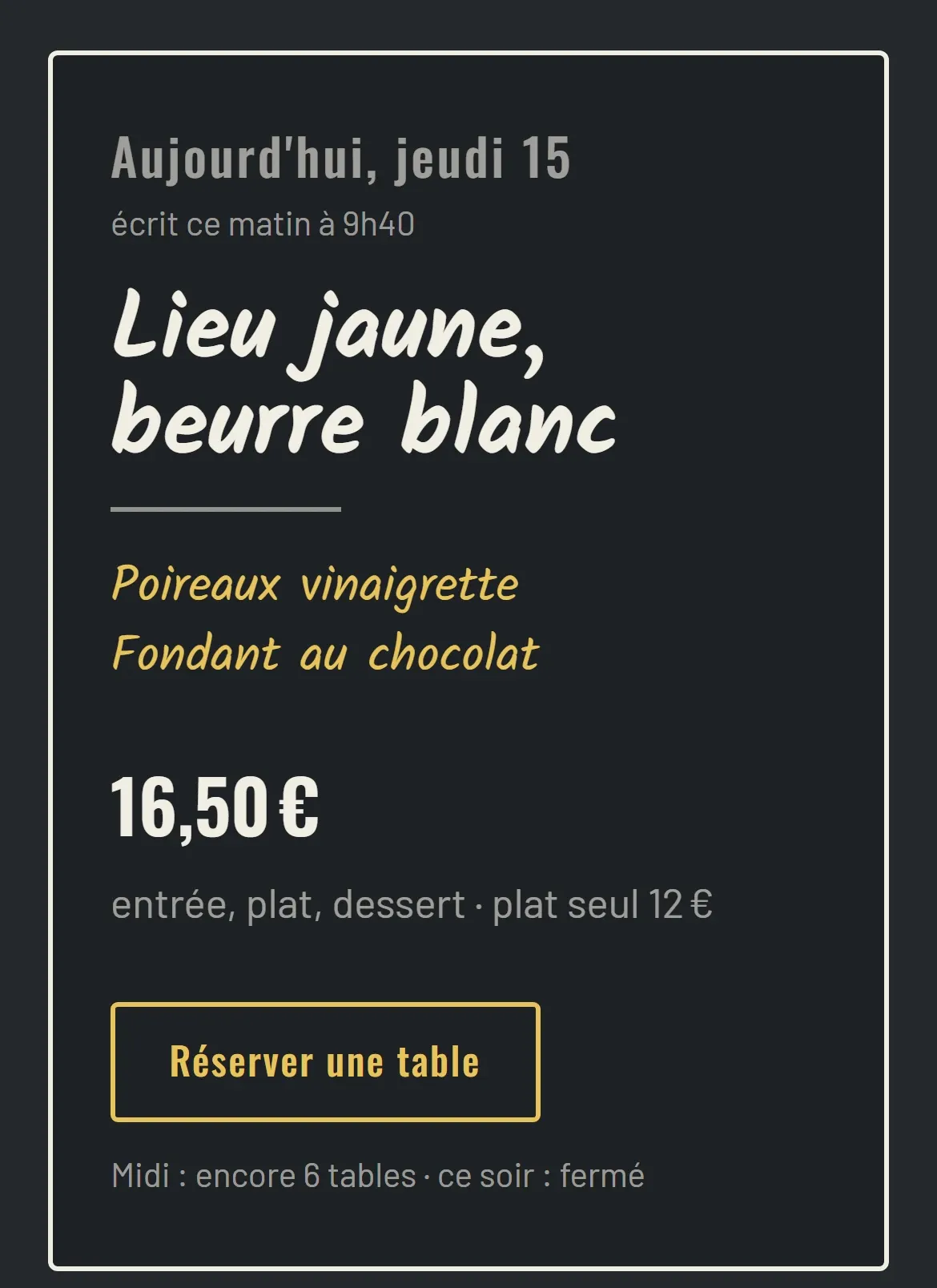 L'ardoise du jour du Bistrot des Jacobins